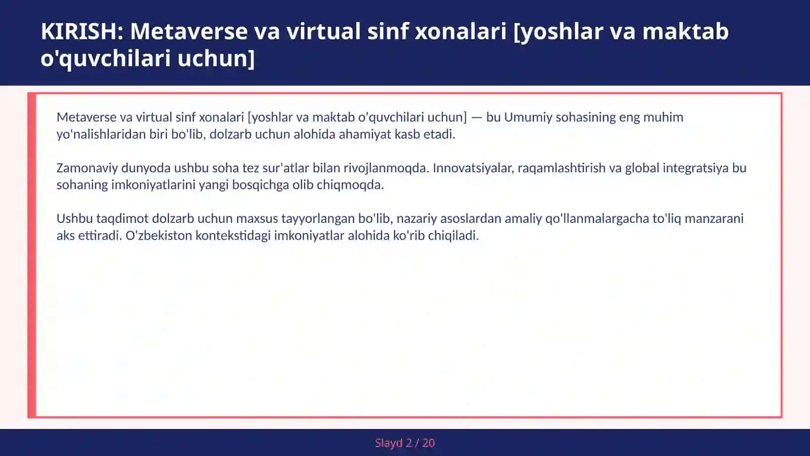 Metaverse va virtual sinf xonalari [yoshlar va maktab o'quvchilari uchun] 2