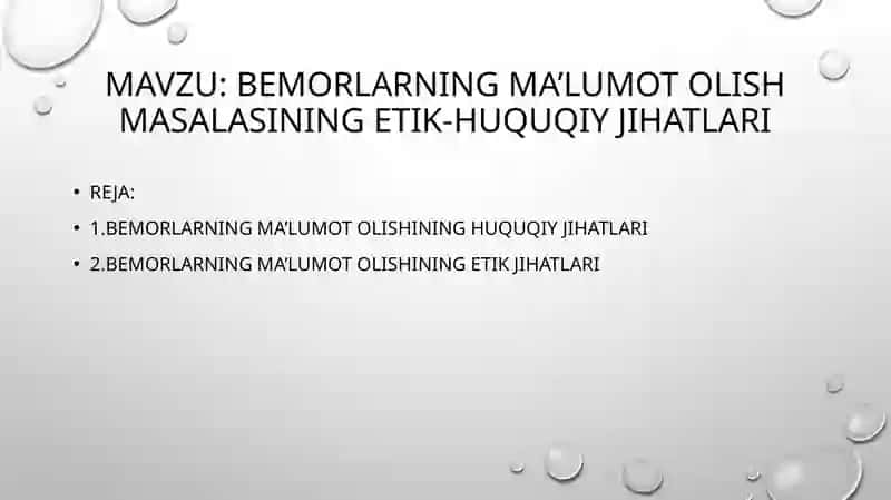 Bemorlarning ma’lumot olishi huquqiy jihatlari 2