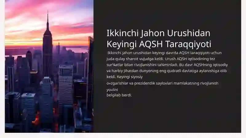 Ikkinchi Jahon Urushi dan Keyingi AQSHTaraqqiyoti 2