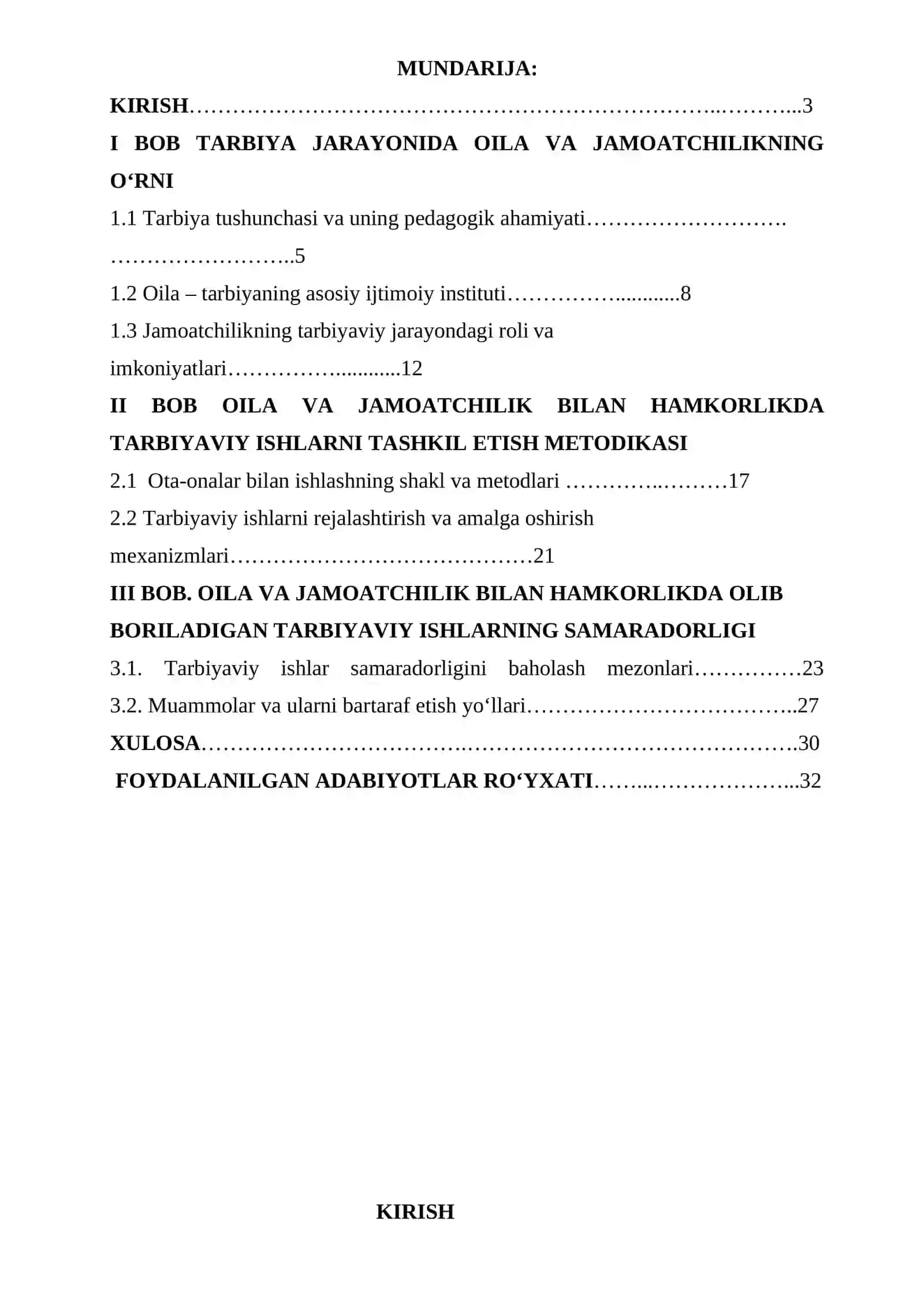 “Oil ava jamiyat bilan birga olib boriladigan tarbiyaviy ishlar metodikasi” 2