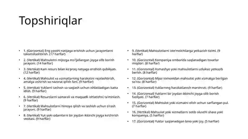 Logistika krossvord 2