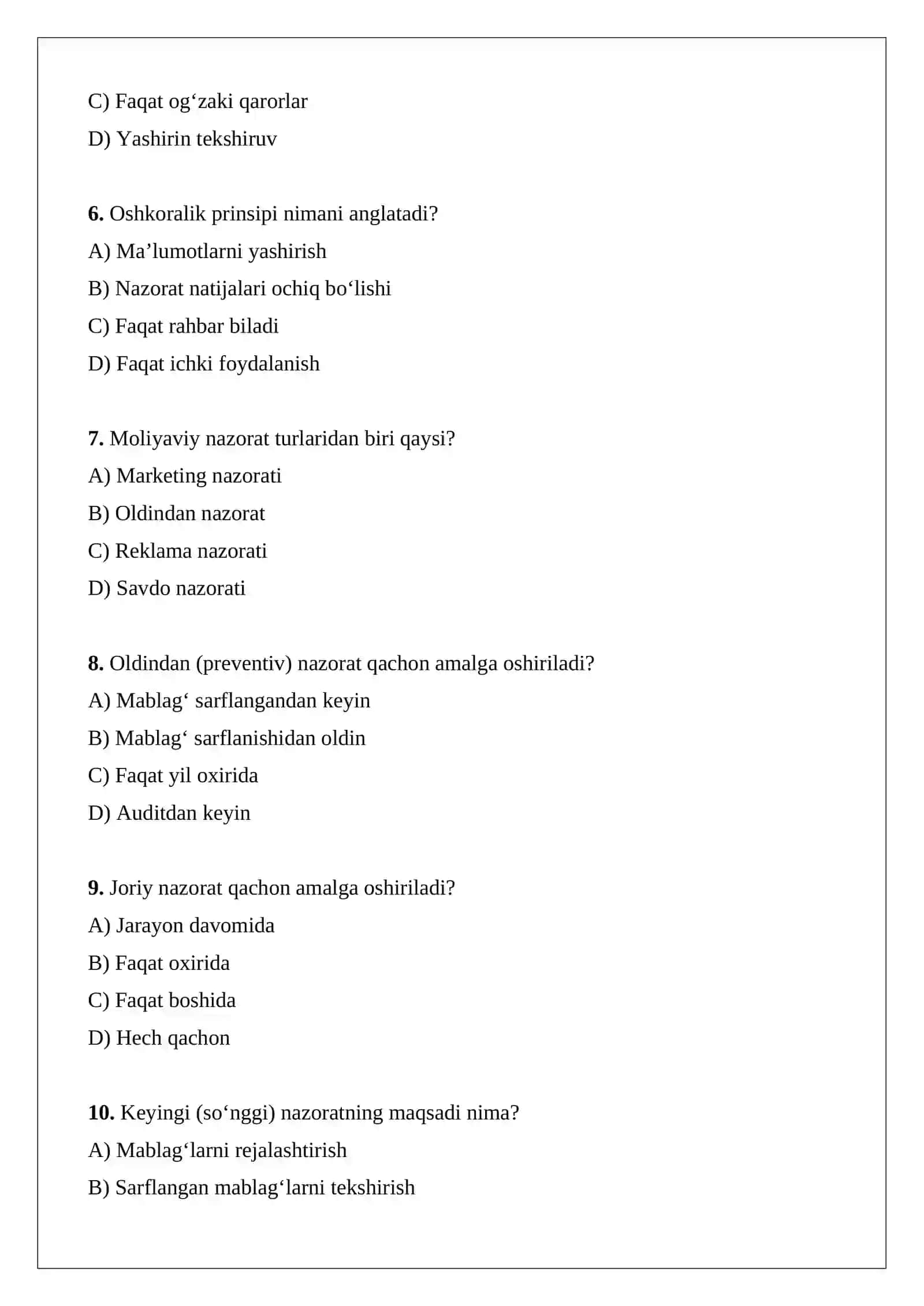Davlat moliyaviy nazorat organlari, prinsiplari va turlari 2