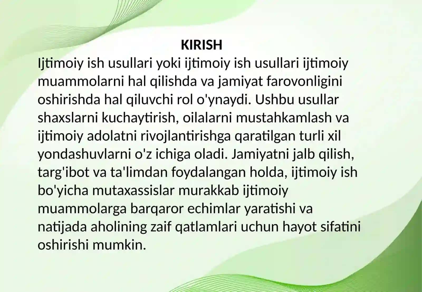 Ijtimoiy ish usullari 2