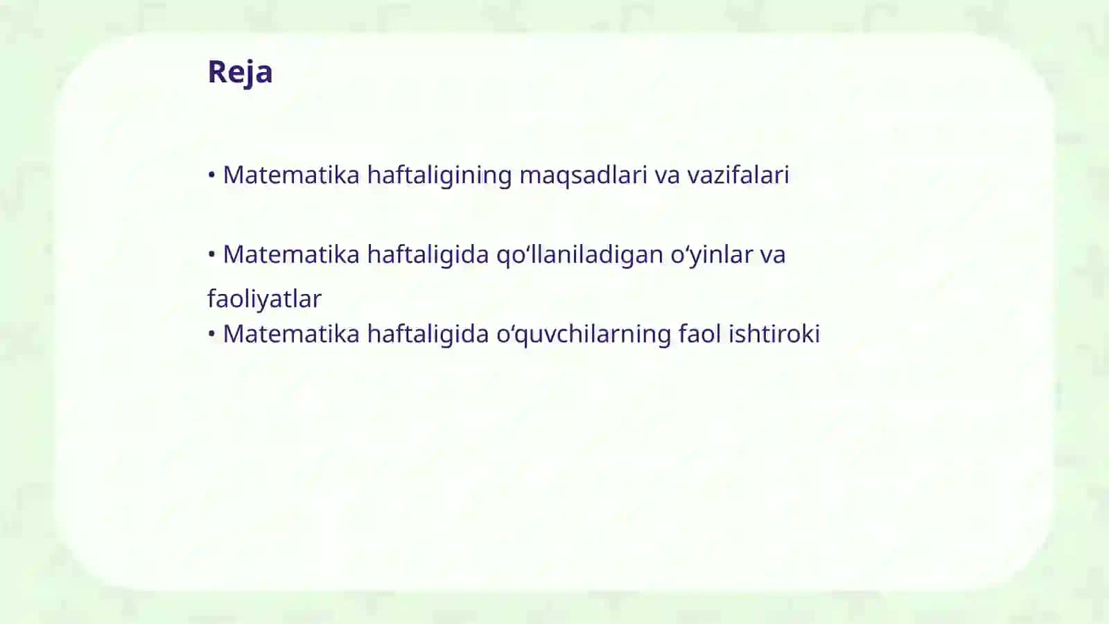 Boshlangʻich sinflarda matematika haftaligi 2