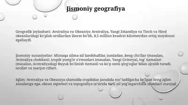 Jahon Geografiyasi. Avstraliya Okeaniya Davlatlari 2