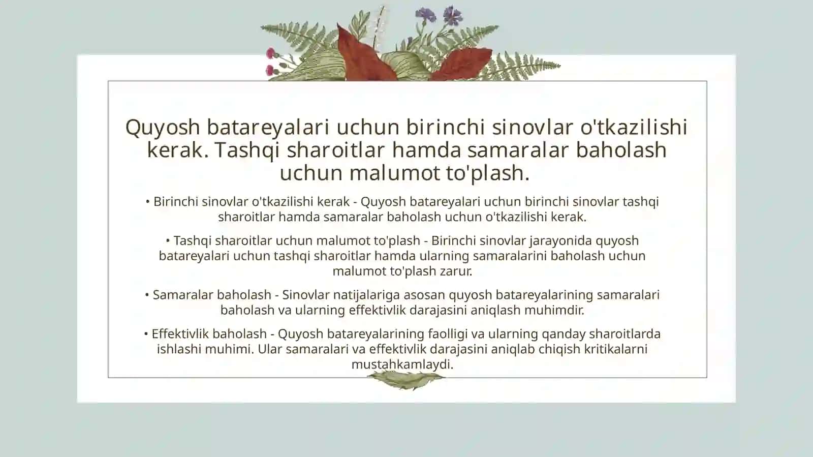 Quyosh batareyalari materiallari 2