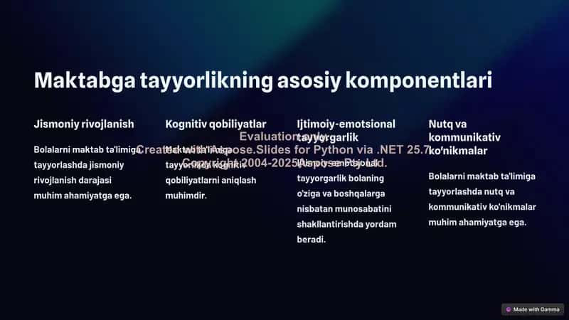 Bolalarni maktab ta'limiga tayyorligini tashhislash: zamonaviy yondashuv 2