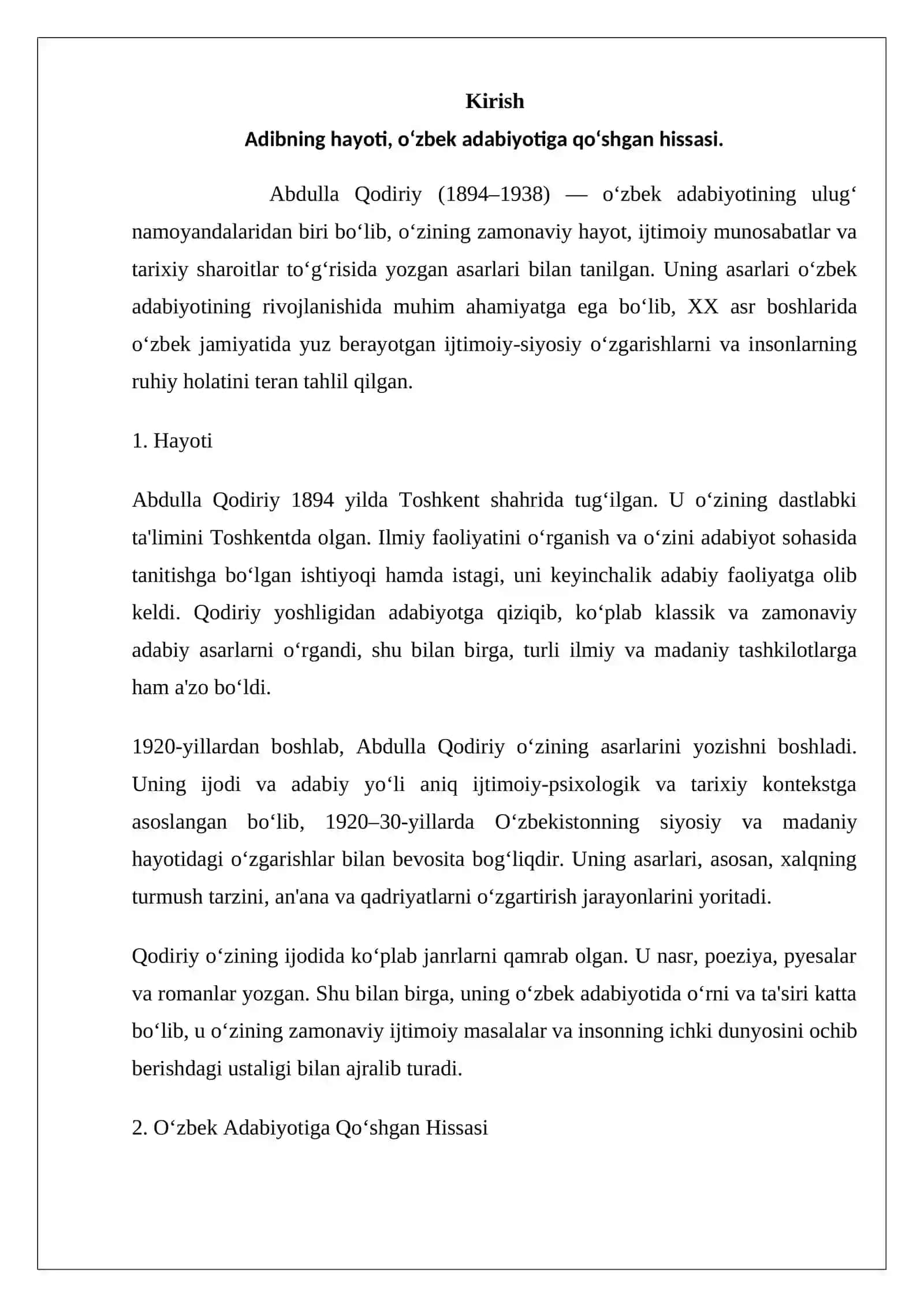 Abdulla Qodiriy Baxtsiz kuyov pesasi. Hajviy asarlari. 2