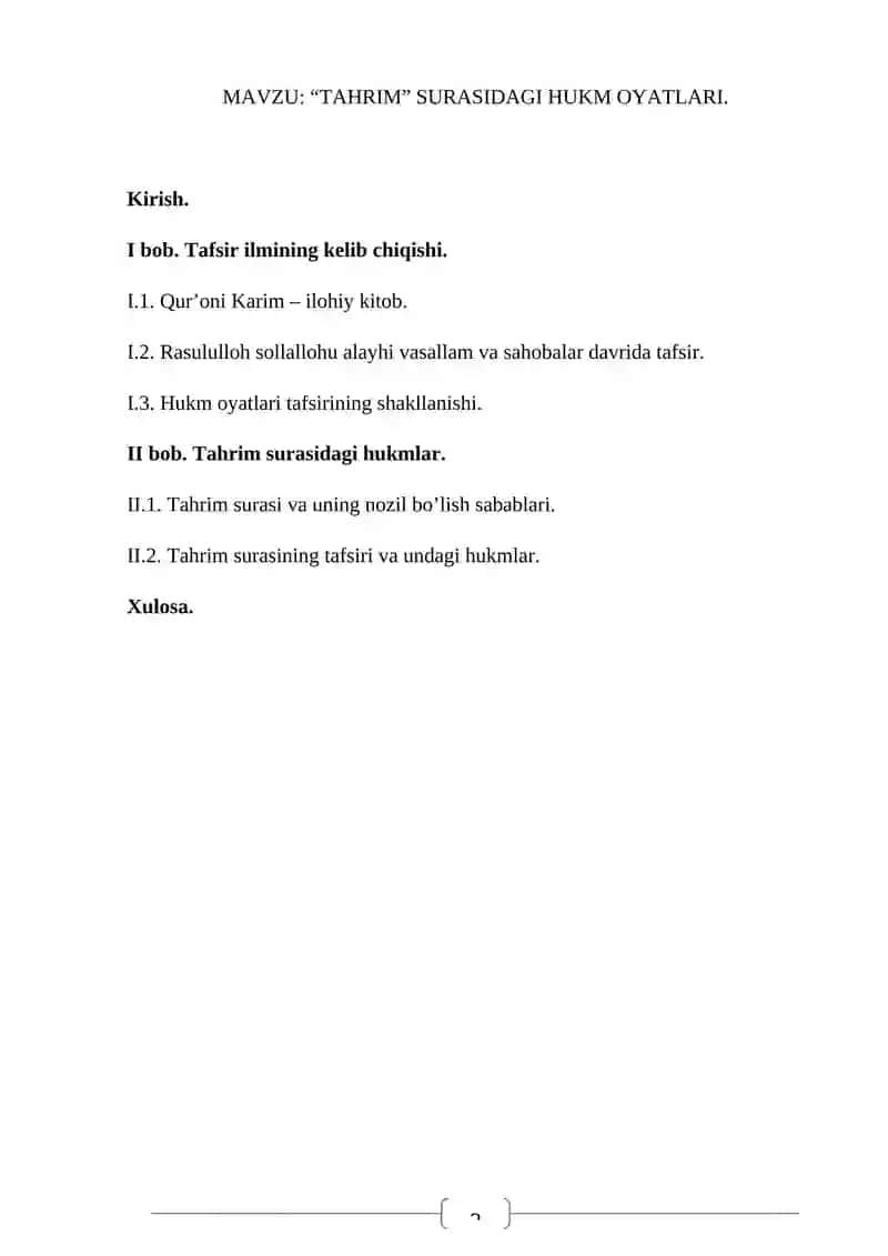 Tahrim surasidagi hukm oyatlari 2