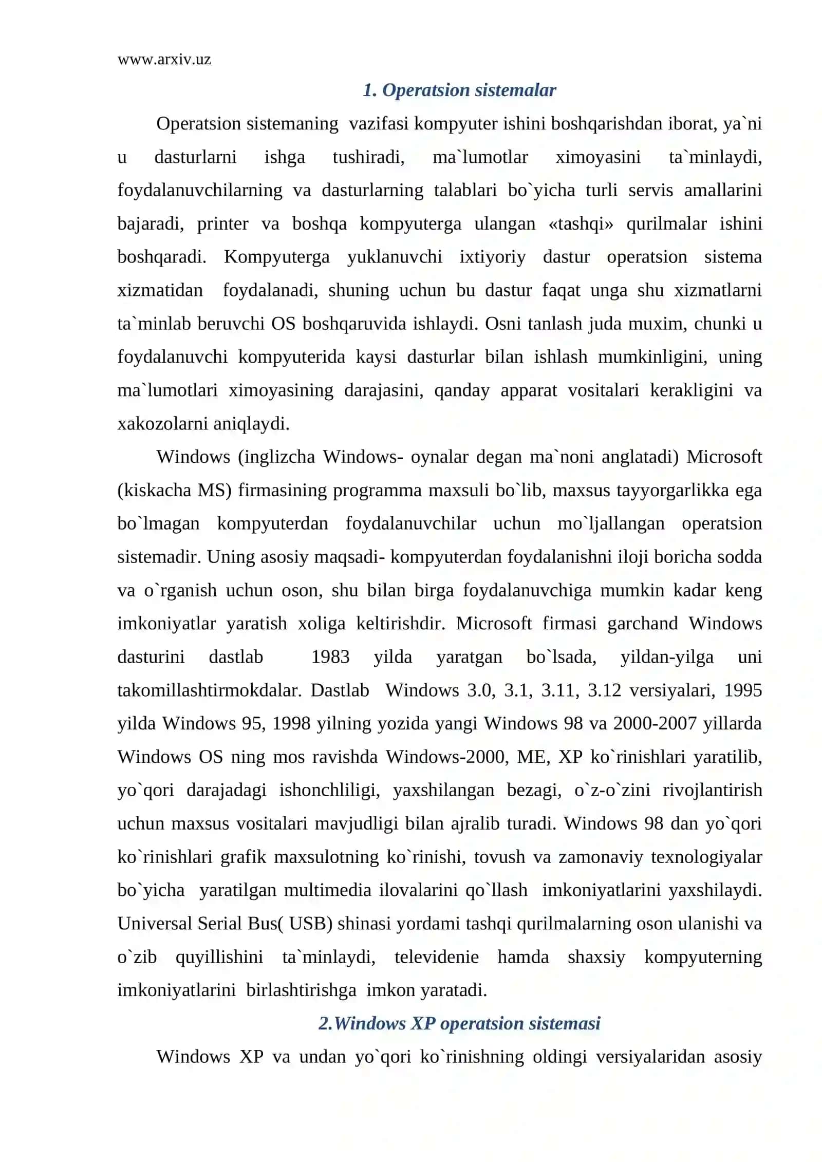 Operatsion sistemalar 2