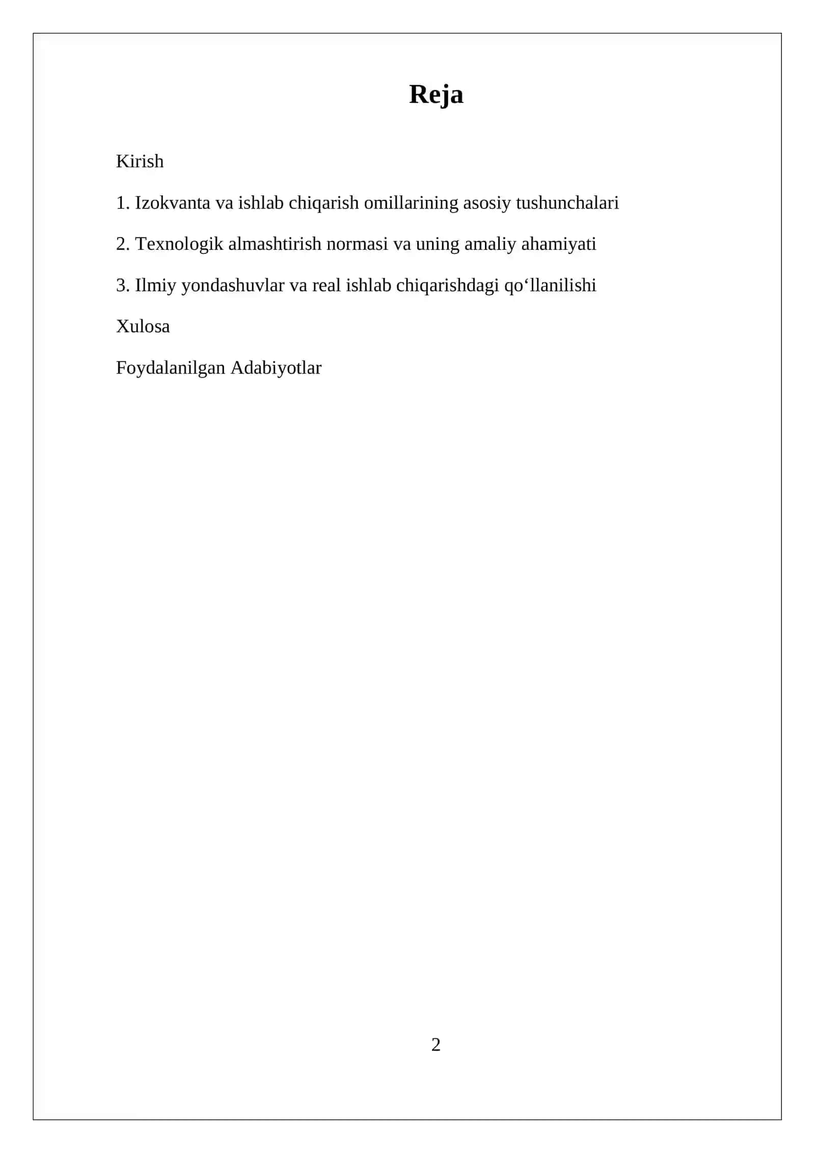 IZOKVANTA VA ISHLAB CHIQARISH OMILLARINI CHEKLI TEXNOLOGIK ALMASHTIRISH NORMASI 2