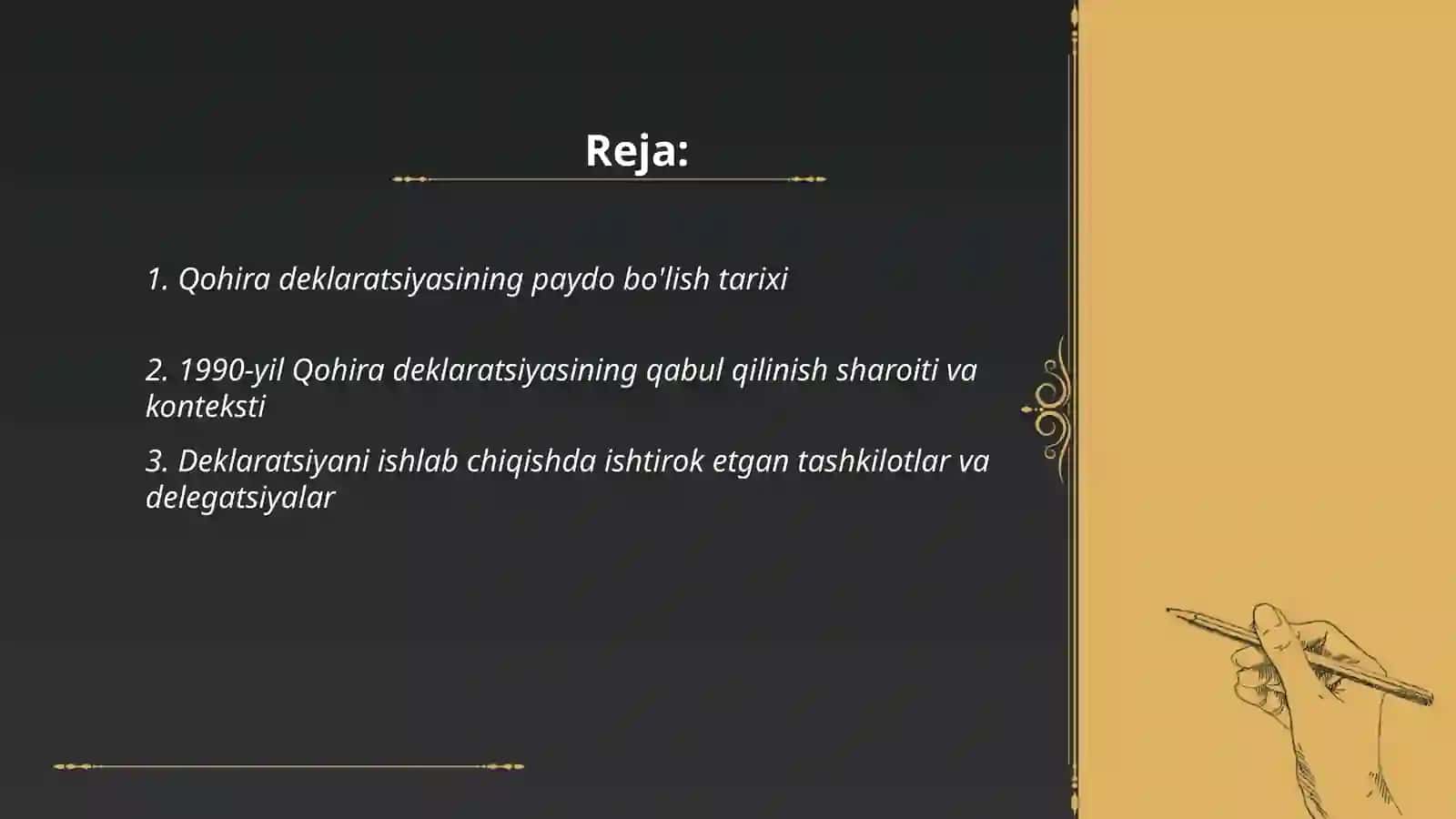 Qohira deklaratsiyasi tarixi va mazmuni 2