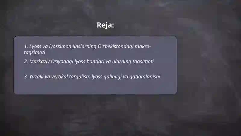 Lyoss va lyossimon jinslarning tarqalishi 2