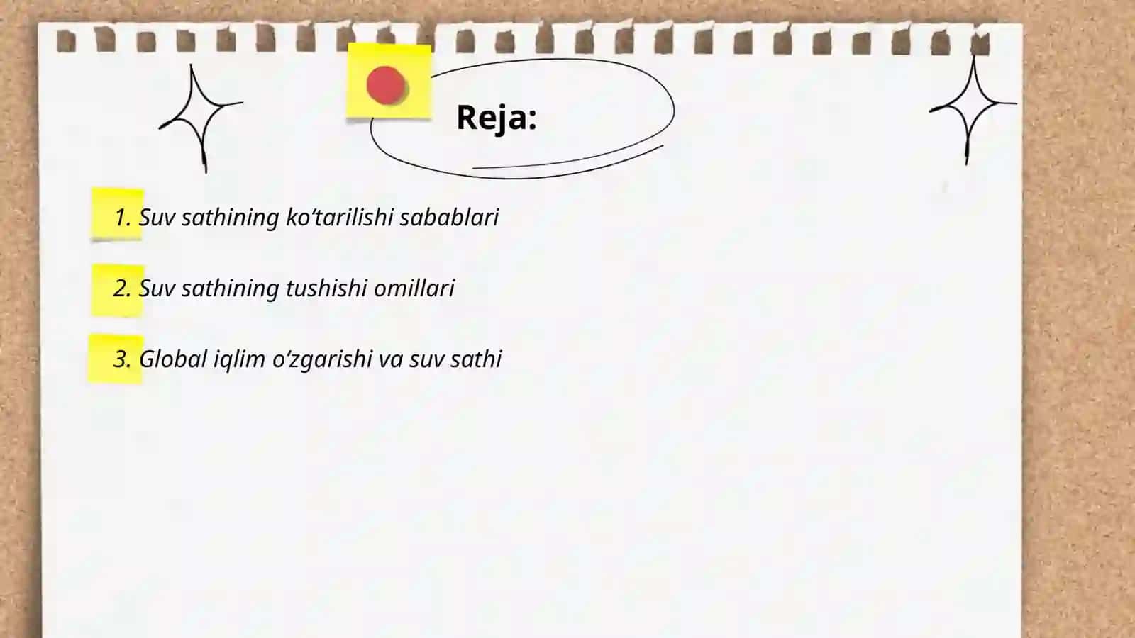 Suv sathining koʻtarilib tushish ebergiyasi Ahmedova Mahliyo 2