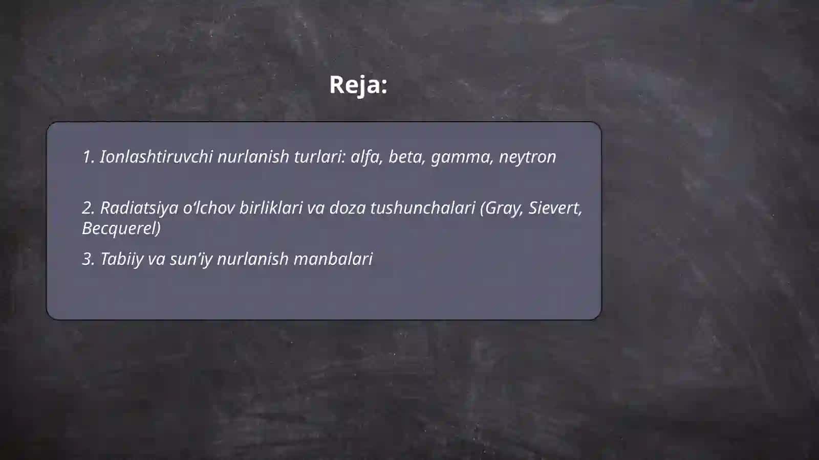 Ionlashtiruvchi nurlanishning inson organizimiga taʼsiri va undan himoyalanish usullari 2