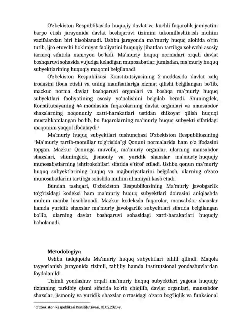MA’MURIY HUQUQ SUBYEKTLARI 2