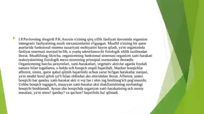 Organizm intengrativ faoliyatining nozik mexanizmlari 2