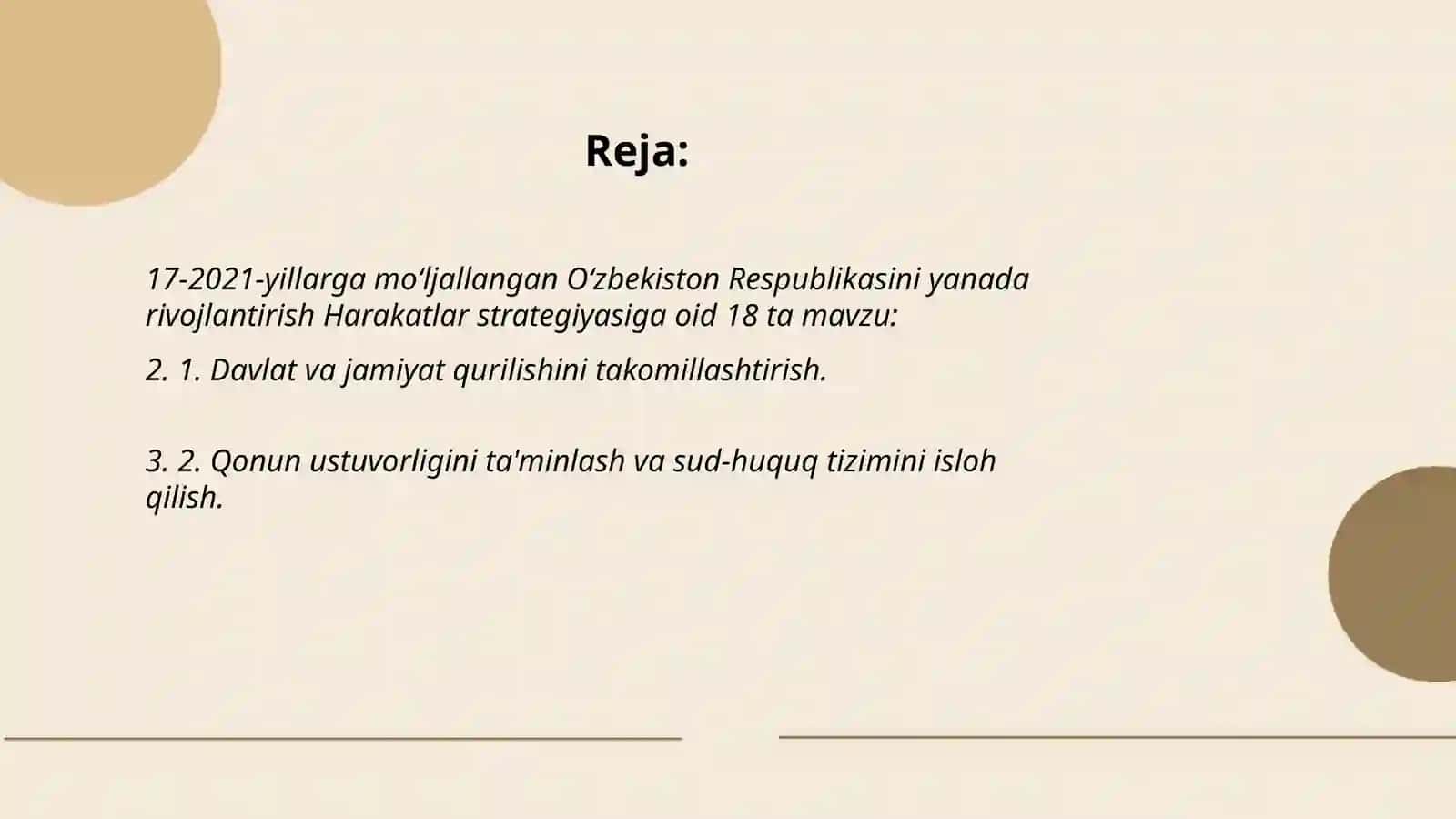 Mo'ljallangan O'zbekiston Respublikasi yanada rivojlantirish Harakatlar strategitasi 2
