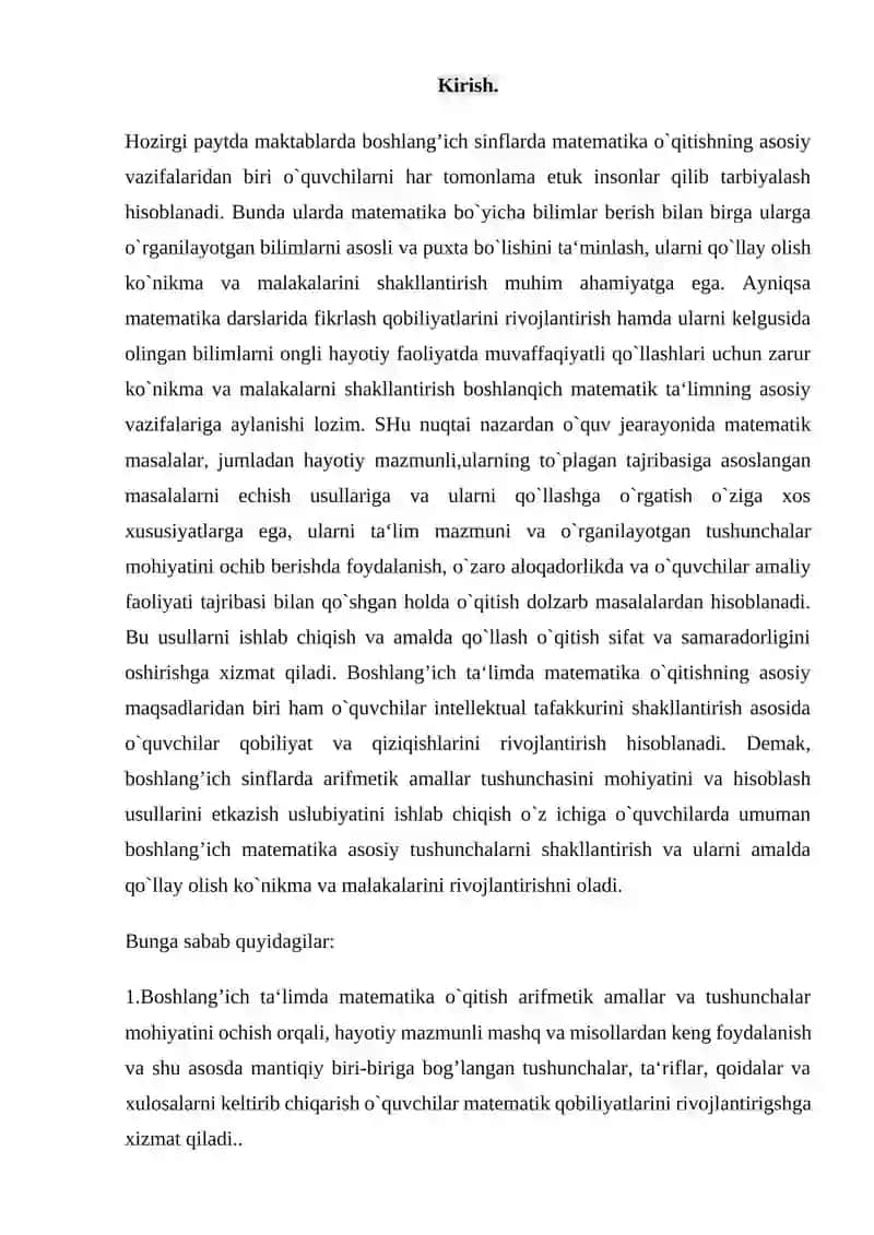 Boshlang'ich sinf matematika darslarida iqtisodiy masalalarni o’rgatish metodikasi 2