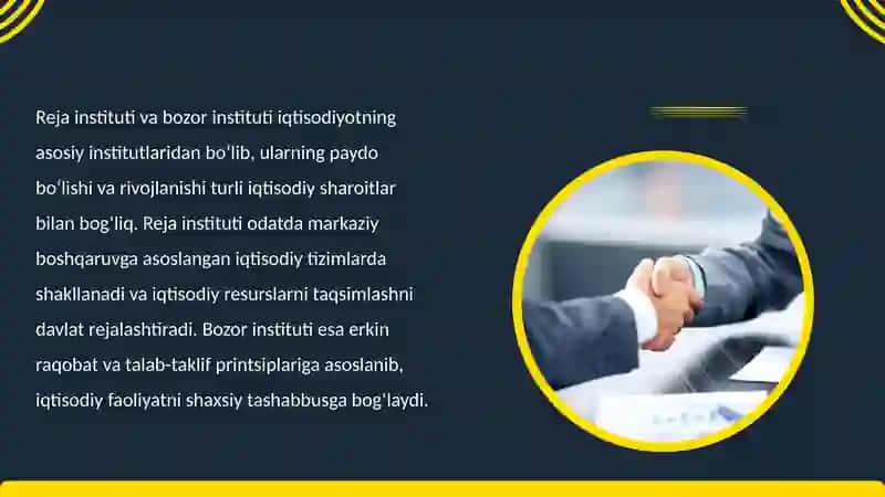 Reja instituti va bozor instituti 2