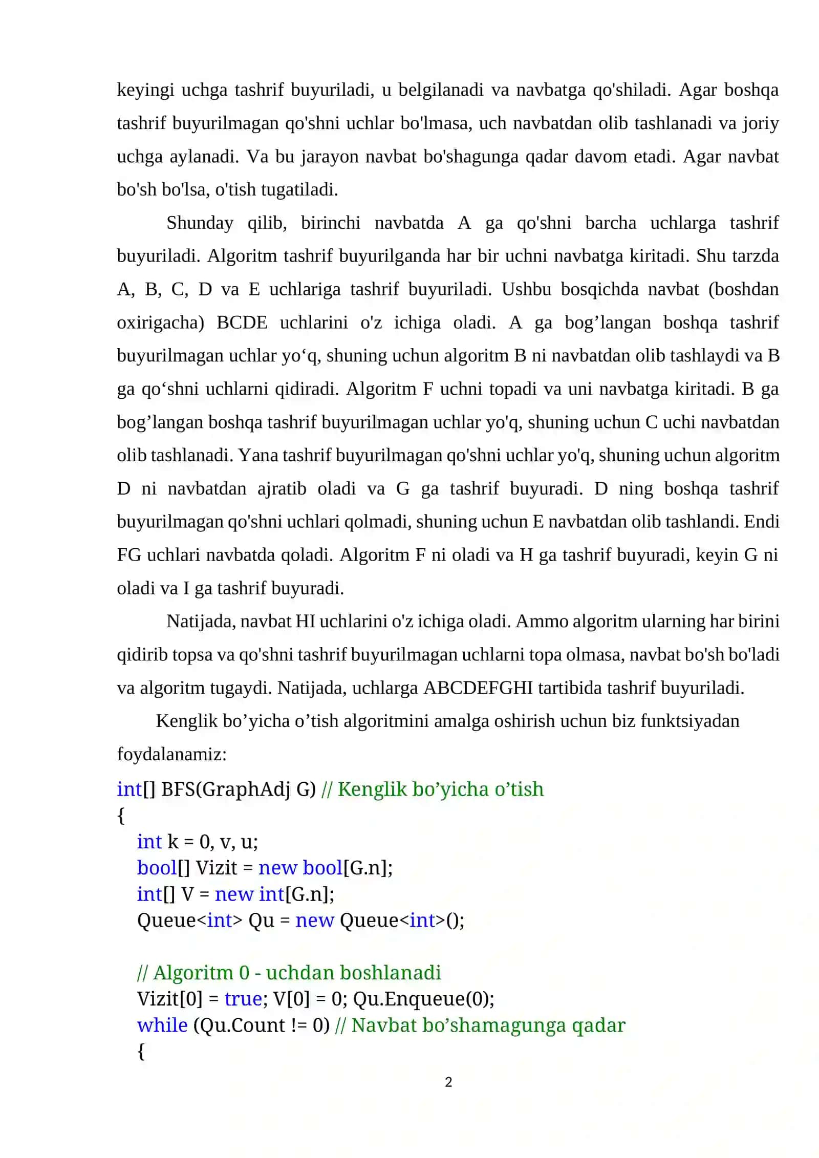 Kenglik bo’yicha o’tish (qidiruv) 2
