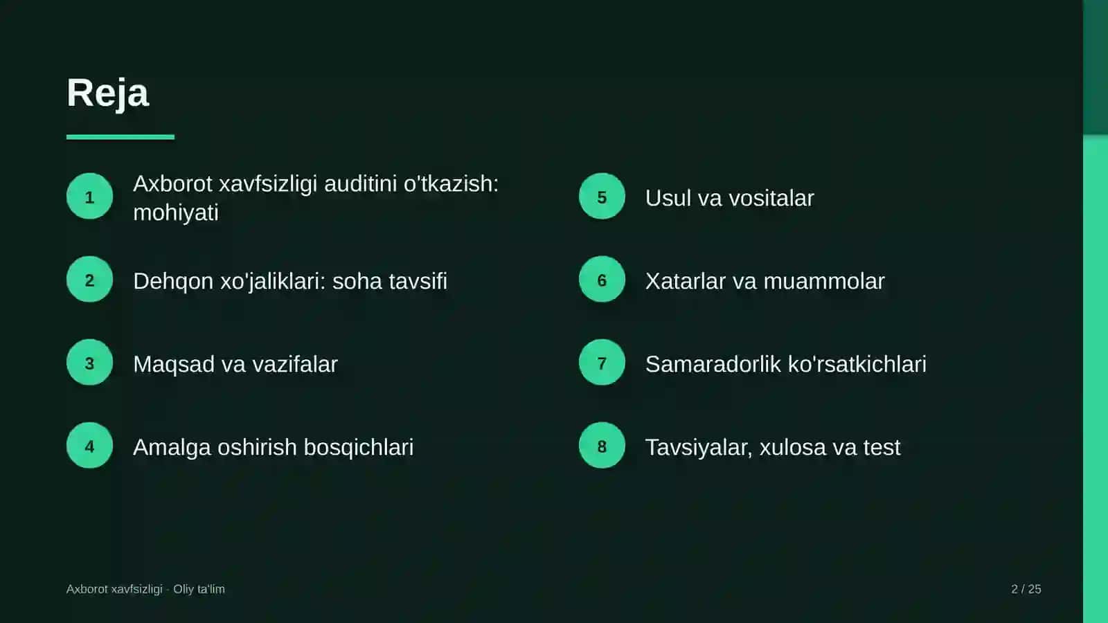 dehqon xo'jaliklarida axborot xavfsizligi auditini o'tkazish 3086 2
