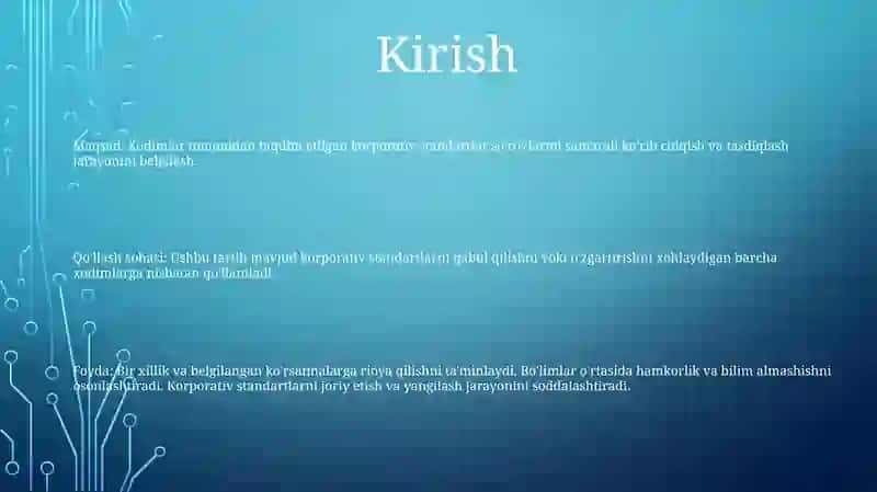 Korxona Standartlarini Davoat RoʻYhatidan OʻTkazish Tartibi 2