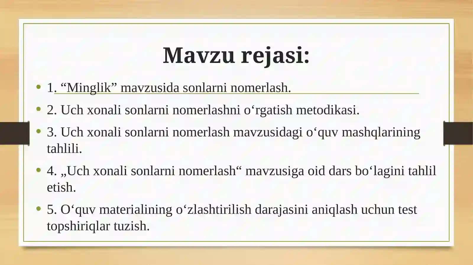 Uch xonali sonlarni nomerlashga o‘rgatish metodikasi 2