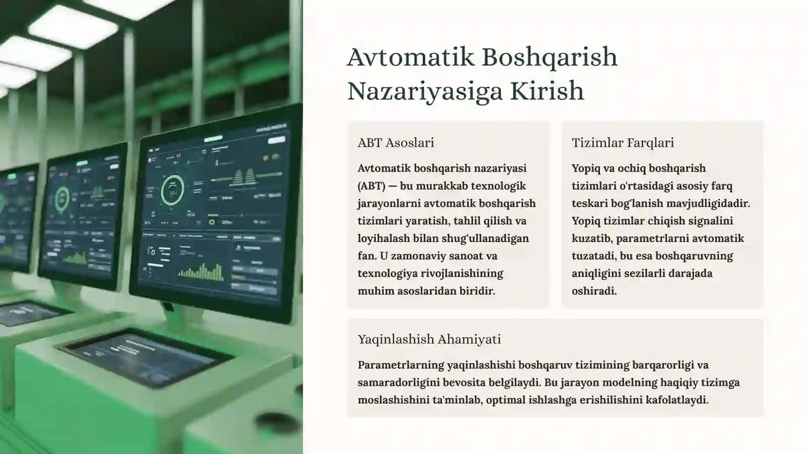 Avtomatik boshqarish nazariyasi (ABT) 2