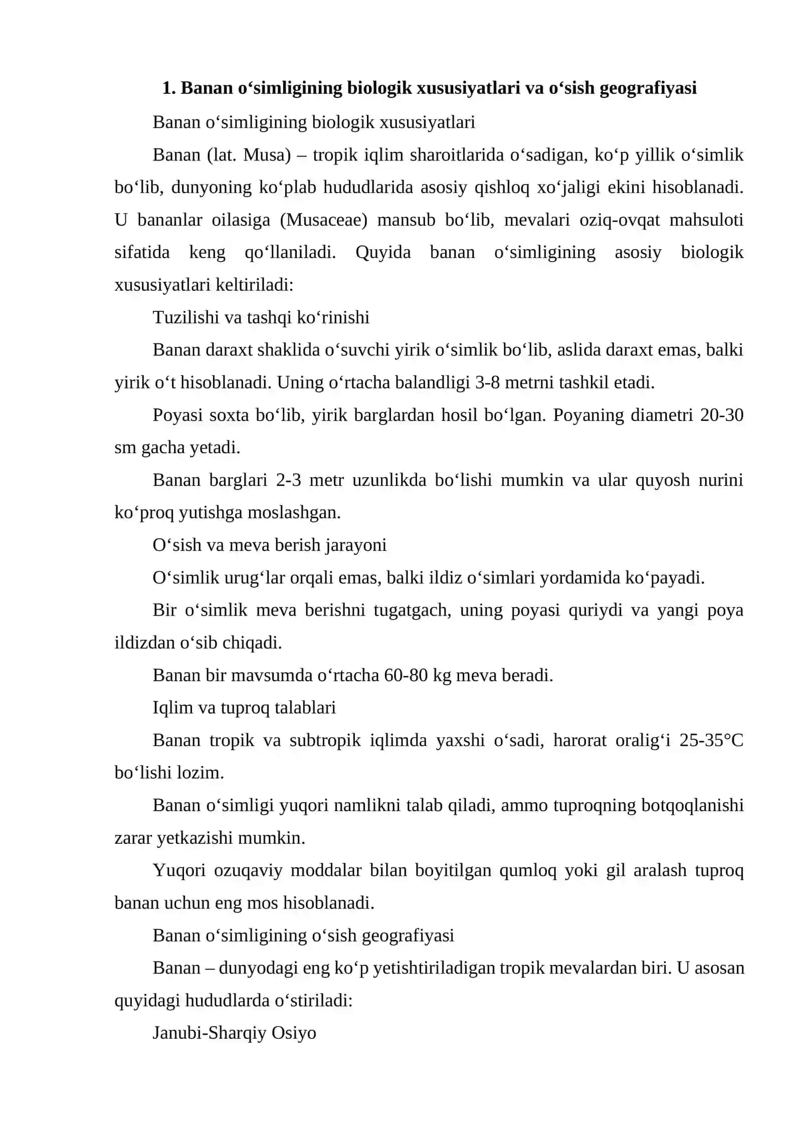 BANAN O'SIMLIGINING XALQ XO'JALIGIDAGI AHAMIYATI 2