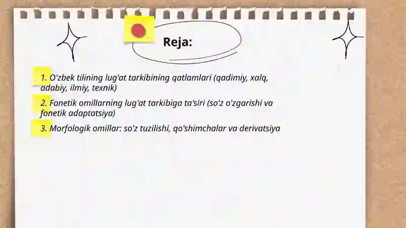 O'zbek tilining lug'at tarkibi 2