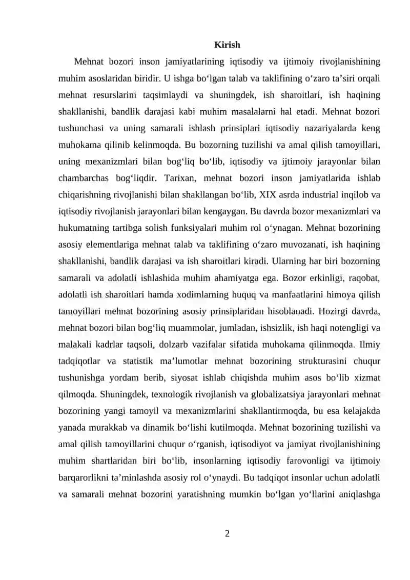 Mehnat bozorining tuzilishi va uning elementlari 2
