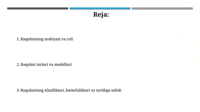 Raqobat va raqobatning iqtisodiyotdagi roli raqobat turlari va modellari 2