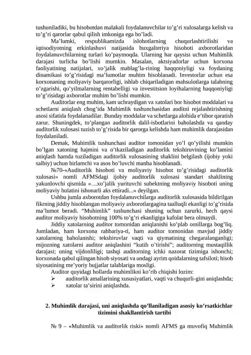 Auditorlik Risklarining Maqbuza To'plamiz va Unga Ta'sir Ko'rsatadigan Omillar 2