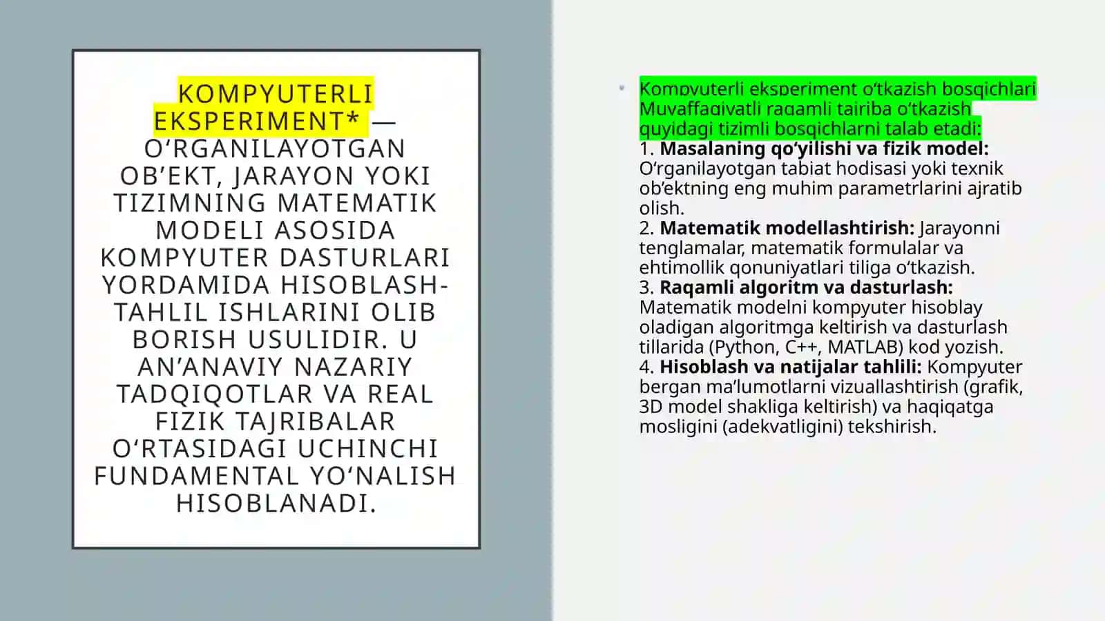 Kompyuterlieksperiment 2