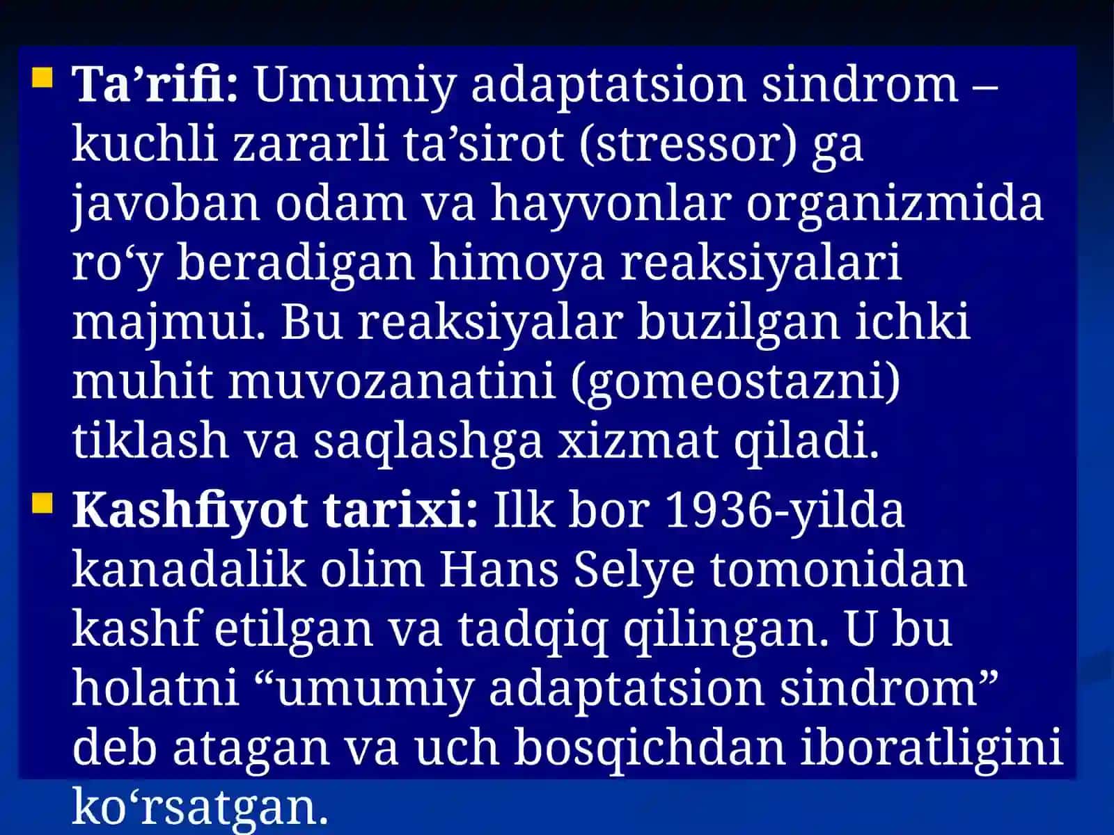 UMUMIY ADAPTATSION SINDROM TAQDIMOT. 2
