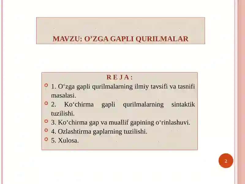O‘zga Gapli Qurilmalar 2
