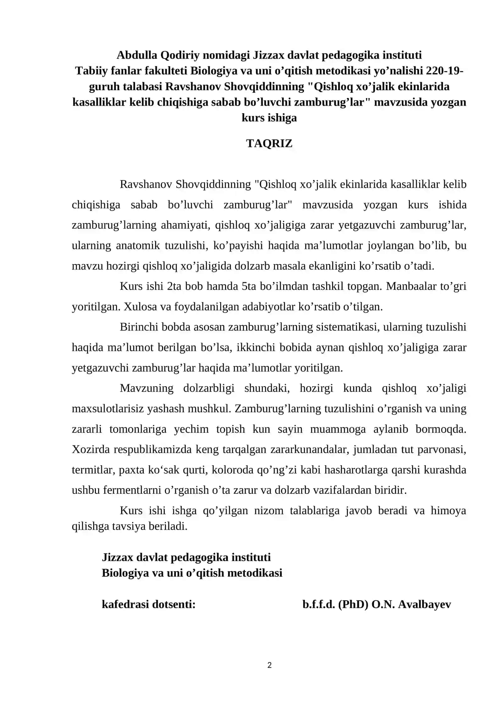 Qishloq xo’jalik ekinlarida kasalliklar kelib chiqishiga sabab bo’luvchi zamburug’lar 2
