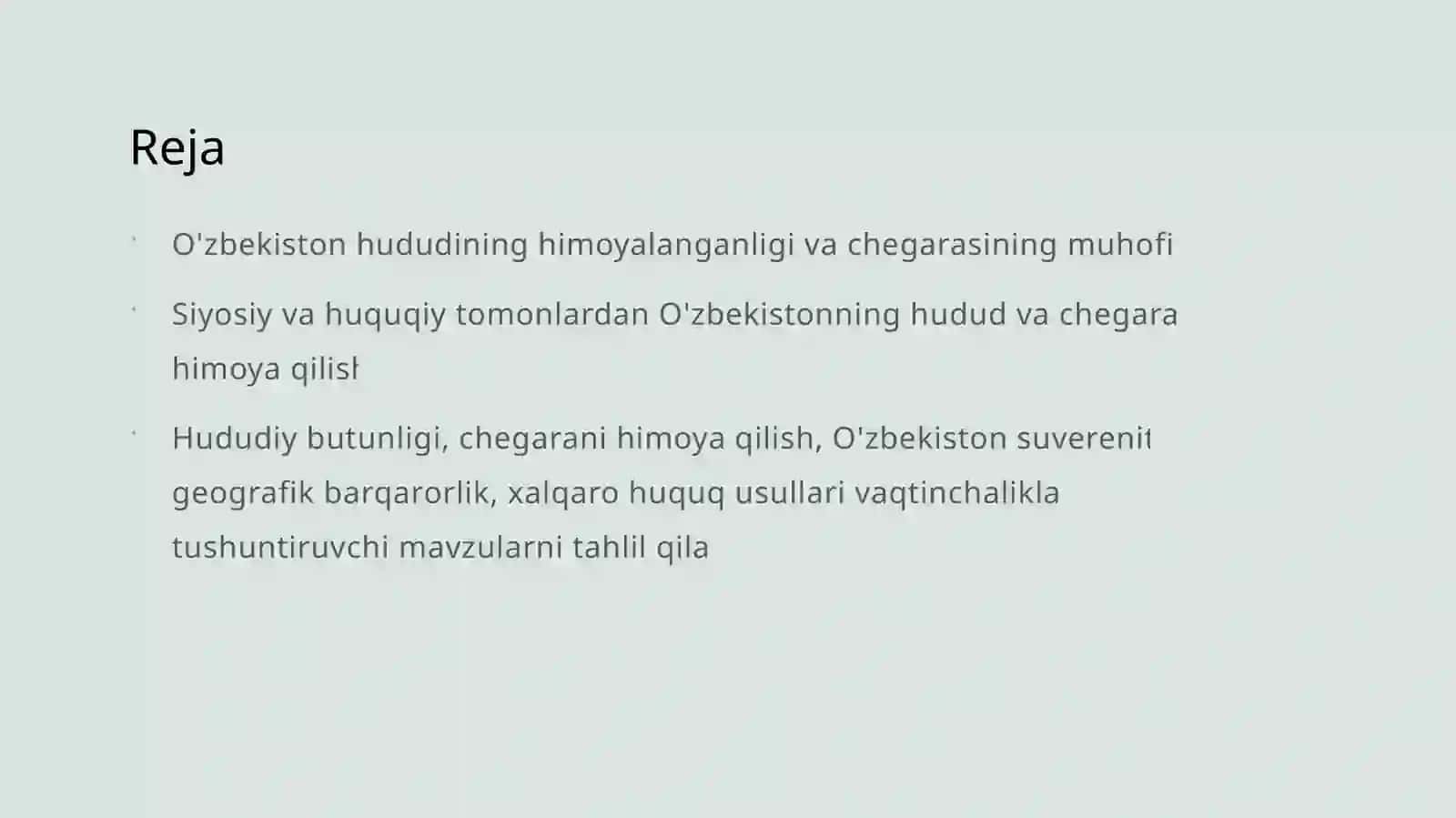 O'zbekiston hududi va chegarasining dahlsizligi 2
