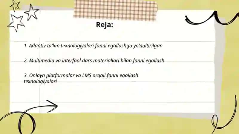 Talimning fanni ózlashtirishga yónaltirilgan texnologiyasi 2