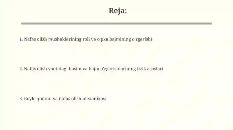 Nafas olish jarayonidagi bosim va hajm o'zgarishlarining fizik asoslari 2