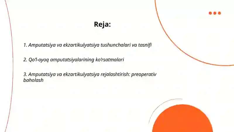 Amputatsiyalar va ekzartikulyatsiyalar 2