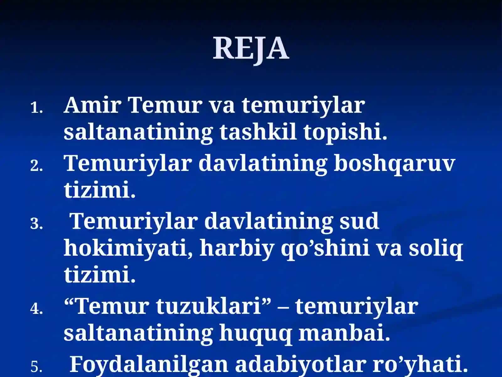 AMIR TEMURNING MARKAZLASHGAN DAVLAT ASOSLARINING YARATILISHI 2