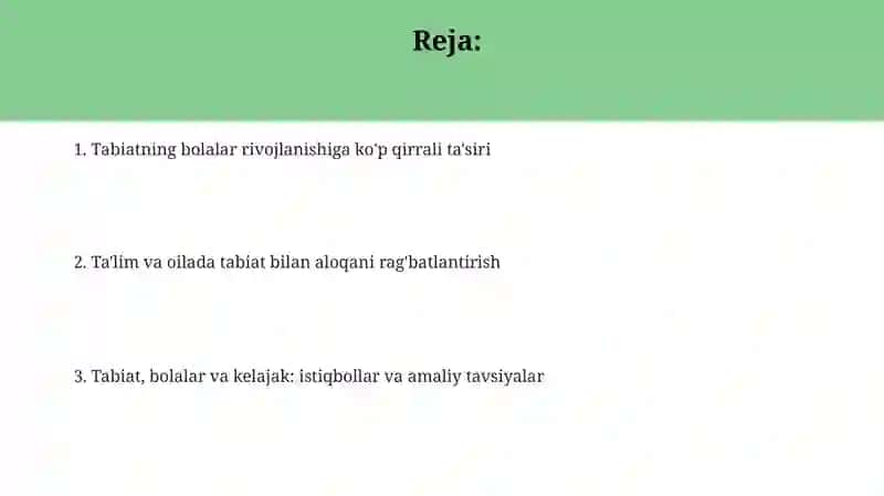 Tabiat-bolalarni hartomonlamak amol topishida asosiy omil sifatida 2