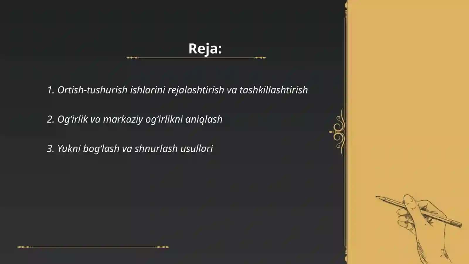 Ortish-tushurish ishlarining elementlari 2