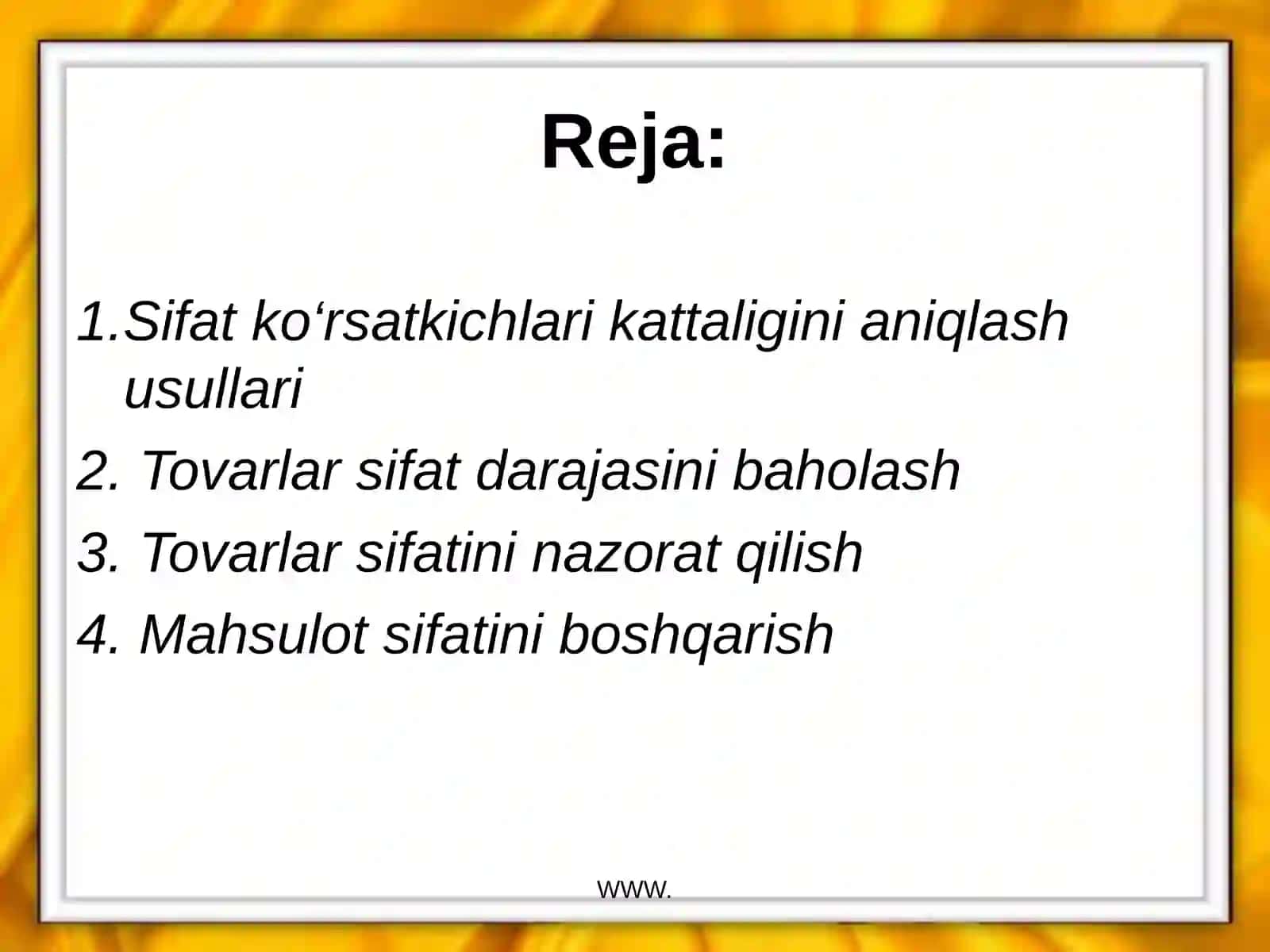 Mahsulot sifati va uni boshqarish 2