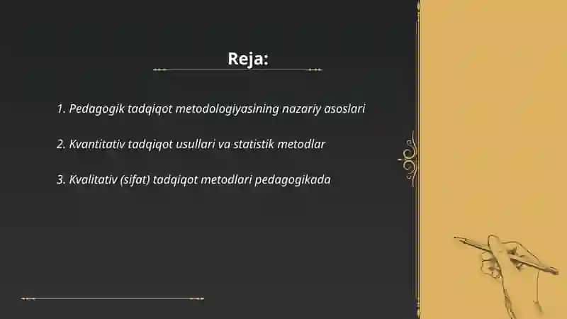 Pedagogik fanining ilmiy- tadqiqot metodlari 2