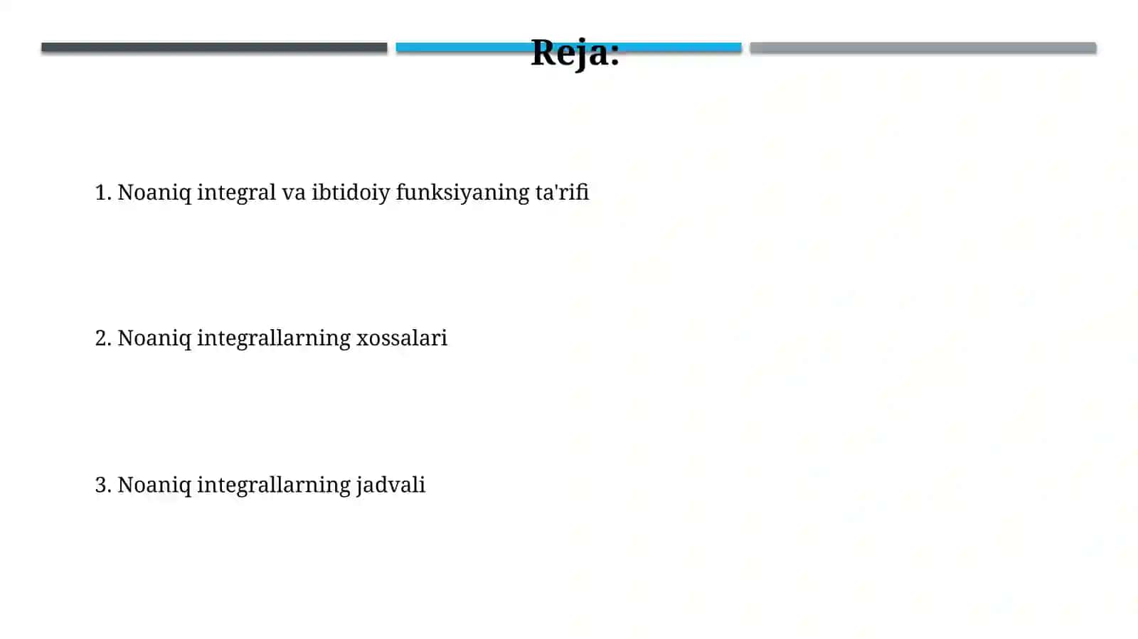 Aniqlanmagan integral jadvali 2