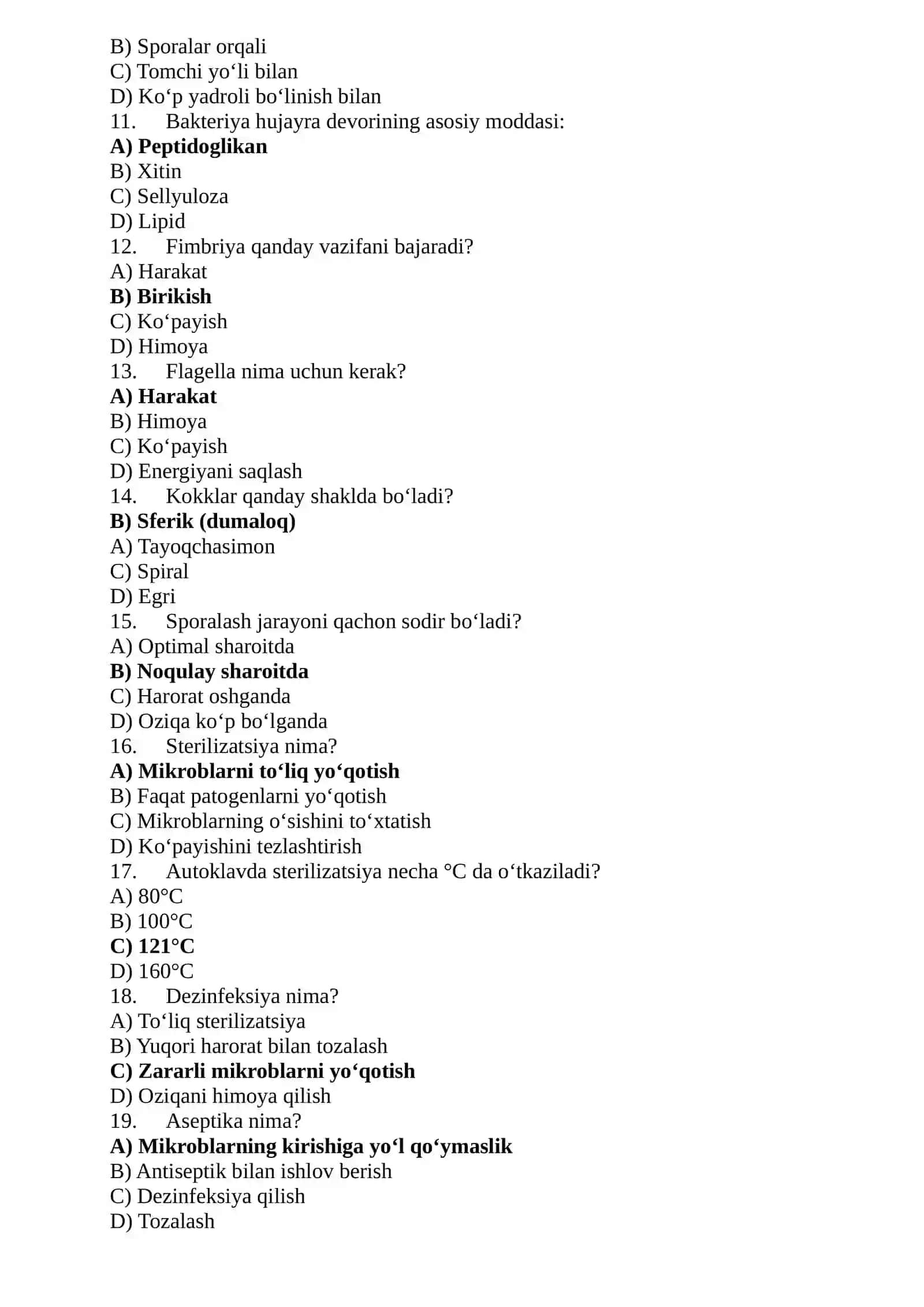 Mikrobiologiya, immunologiya va virusologiya fanidan yakuniy test 2