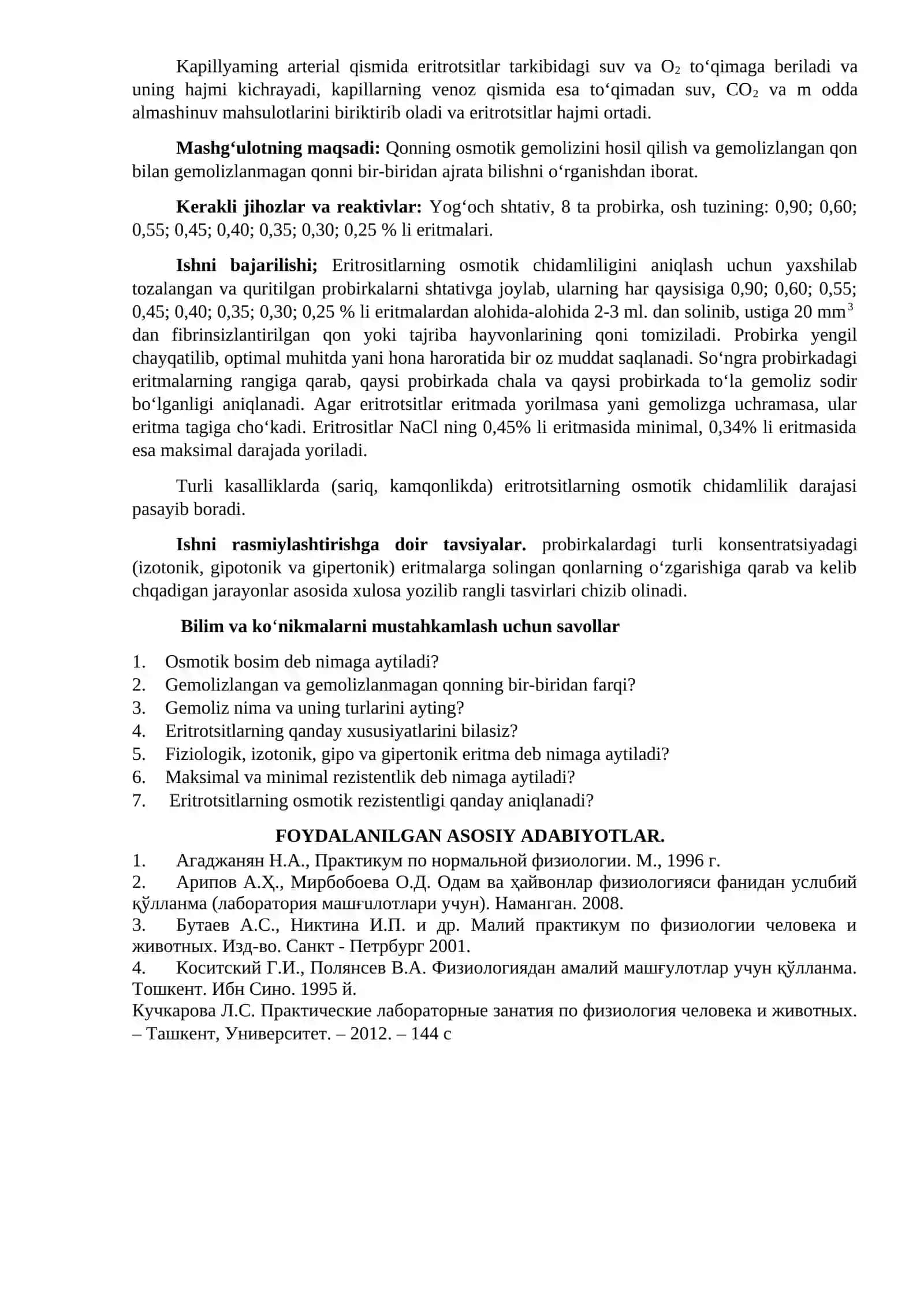 Qonga natriy xlorning izotonik, gipotonik va gipertonik eritmalari ta‘siri 2